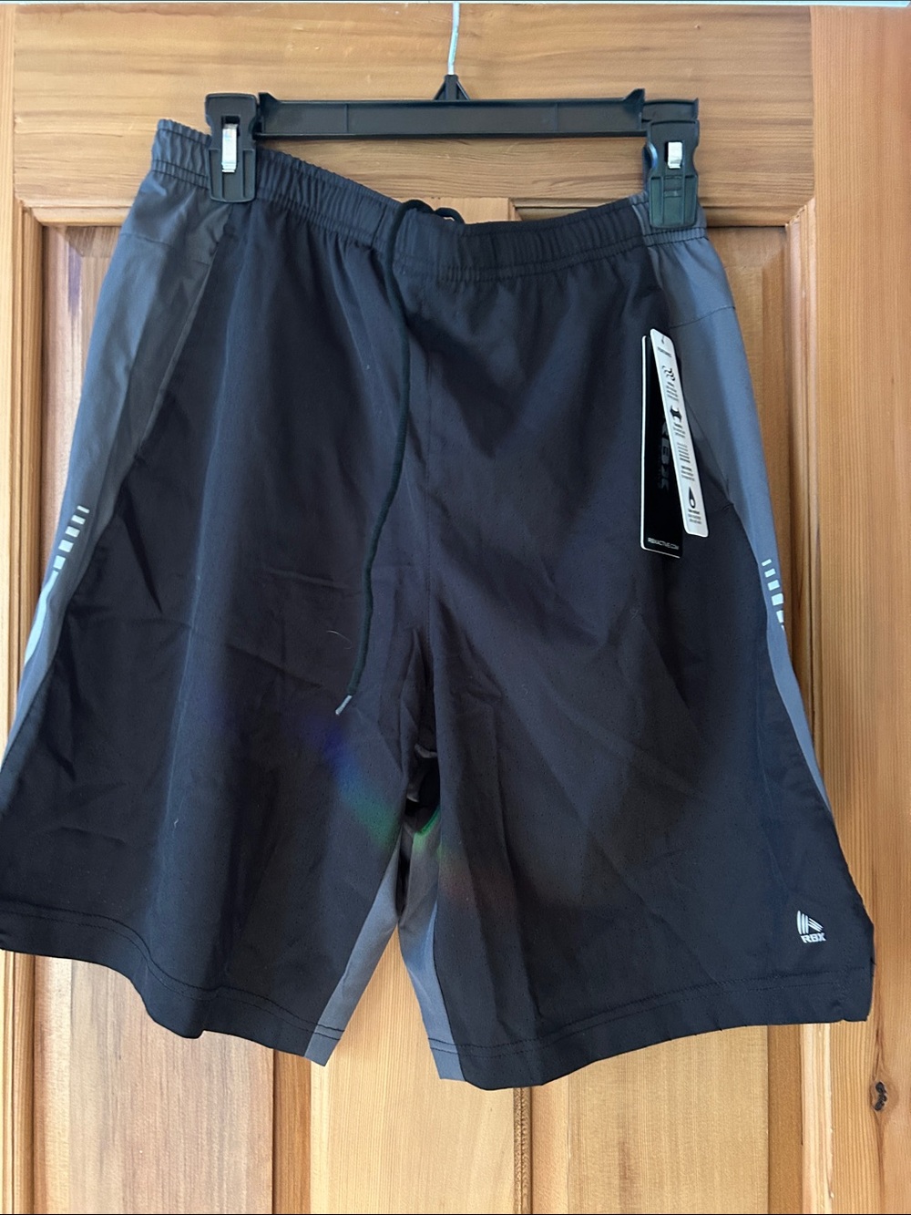 RBX Men's Athletic Shorts - Black with Gray Panels